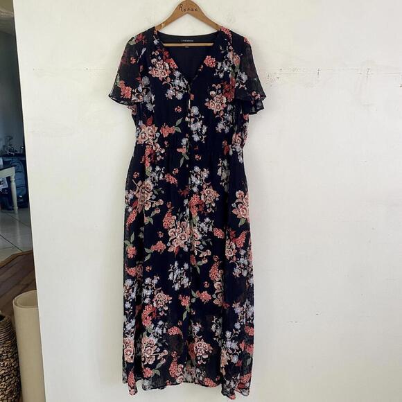 LANE BRYANT plus size black floral midaxi dress - Picture 2 of 5